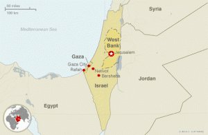 Map of Israel and Gaza